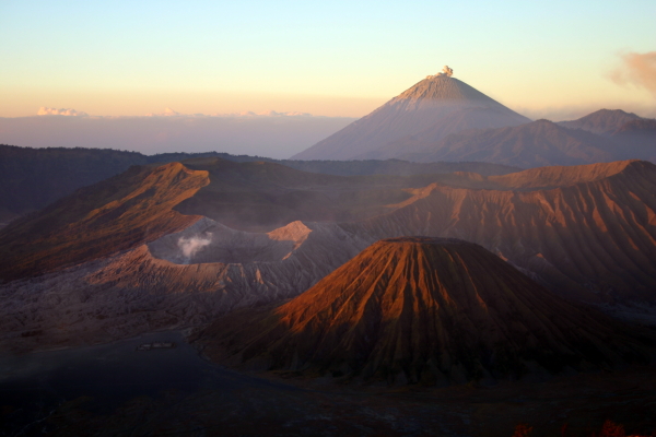 Another shot of the three volcanos in the sun.