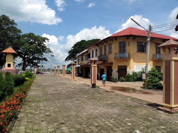 The old town center plaza, looking towards the river