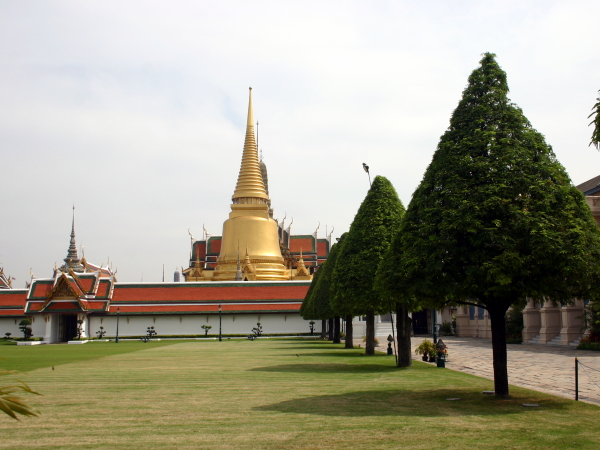 The temple seen from the main entry to the palace